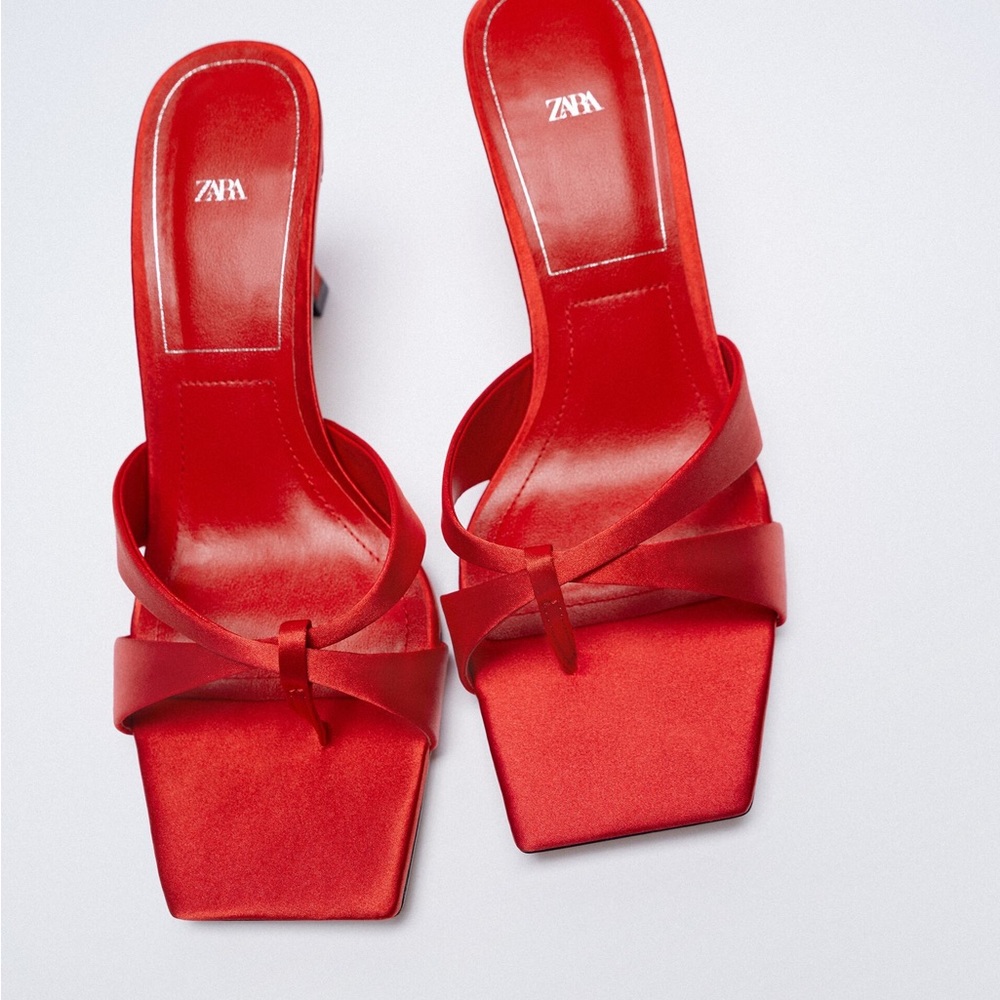 Zara Heeled Satin Effects Sandals - Picture 4 of 6